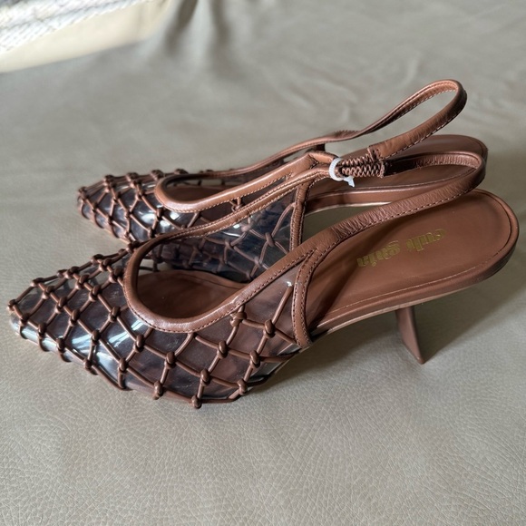 CULT GAIA
Soray 75 Knotted Leather And Pvc Slingback Pumps - Picture 6 of 14